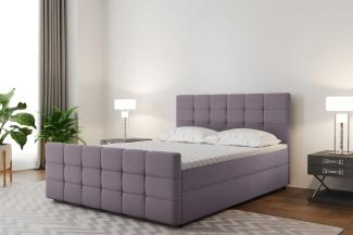 Boxspringbett Schlafzimmerbett SENON 120x220cm Stoff Flieder inkl. Bettkasten