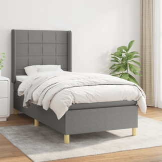vidaXL Boxspringbett mit Matratze Dunkelgrau 100x200 cm Stoff 3131970
