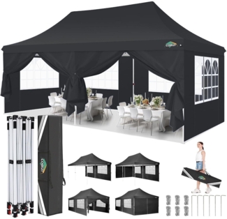 Faltpavillon 3x6m Wasserdicht Stabil Partyzelt mit 6 Seitenwänden