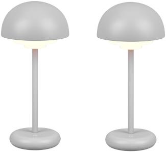 LED Tischleuchte 2er SET Outdoor Touch Dimmer, USB, Grau Ø 13,5cm Höhe 30cm