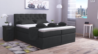 Meisterbetten Boxspringbett Babo 120x200 in WT-Schwarz, Matratzenbezug Nano, Komfortschaum-Topper