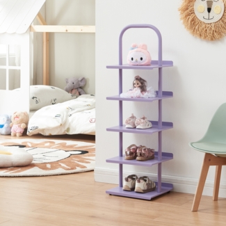 Kinderschuhregal Poytya Stahl 96x30x27 cm Lila [en. casa]