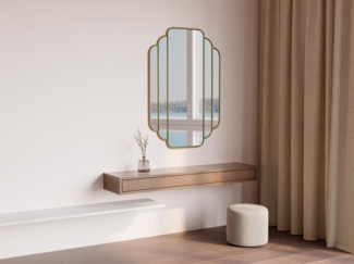 Vente-unique - Art-Déco-Wandspiegel antik - 70 x 105 cm - Goldfarben - DALVIA