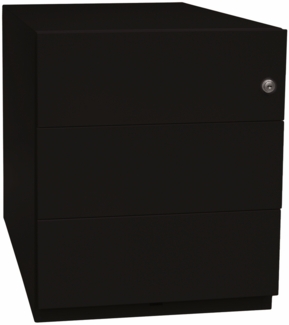 BISLEY Note Rollcontainer mit 3 Schüben aus Metall abschließbar in schwarz - Bürocontainer mit Schloss für DIN A4 Dokumente, Kleinteile & Büromaterial, Container für Büro & Homeoffice auf Rollen, NWA59M7SSS-633