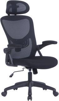 byLIVING Bürostuhl FLEX / Kunststoff schwarz, Netzstoff schwarz / einstellbare Kopfstütze / Wippmechanik / Lordoseneinstellung / B 62, H 111-119, T 66 cm