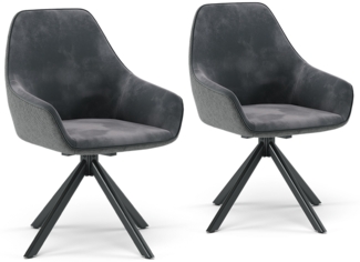 Vicco Loungesessel Anthrazit 2er Set, Eleganza