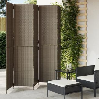 vidaXL Paravent 5-tlg. Grau Poly Rattan 365366