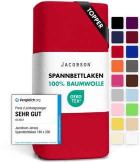 Jacobson Spannbettlaken TOPPER aus 100% Baumwolle, Jersey Bettlaken 160 g/m², Spannbetttuch mit Gummizug, OEKO-TEX®, pflegeleicht, viele Farben