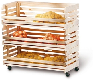 Regal Vegam 3 Kisten für Obst + Gemüse natur Standregal Holzregal Küchenregal
