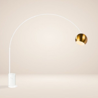 s.luce Stehlampe Ball Bogenlampe mit Marmorfuß modern Weiß, Gold