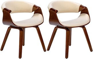 2er Set Esszimmerstuhl VIZON - Stoff Walnuss/creme 62x52x76 cm | Essstühle Esszimmerstühle Küchenstühle Wohnzimmerstühle