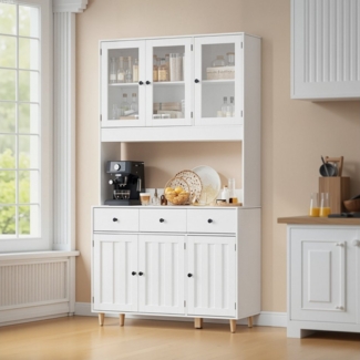 Bealife Sideboard Küchenschrank mit Arbeitsplatte und 2 Schubladen (1/3 Schublade)