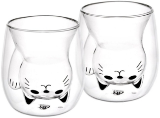 GRÄWE Doppelwandige-Thermogläser, 190ml, 2er Set, Motiv Katze