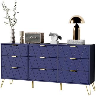 UEV Kommode mit 9 Schublanden, Sideboard groß, TV Board (2 Packung, Schubladenschrank für Wohnzimmer Schlafzimmer,Flur), 150x34x74cm Aufbewahrungsschrank Schmal kommode Buffet modern