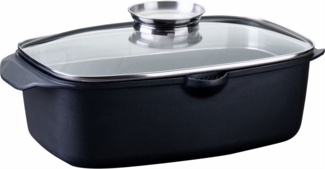 FACKELMANN Bräter Roaster, Aluminiumguss (1-tlg), mit Aromaknauf, Schmortopf mit Deckel
