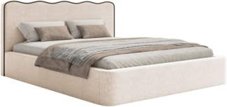 Selsey 'Duney' Polsterbett mit Bettkasten, Strukturstoff, hellbeige, 200x200