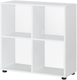 Wohnling Design Bücherregal ZARA mit 4 Fächern Weiß 70 x 72 x 29 cm