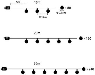 FIVMEN LED-Lichterkette Kugel Warmweiß Kristall Kugeln Lichterkette, 8 Modi Lichterkette für Garten, Terrasse, Party, Balkon Deko