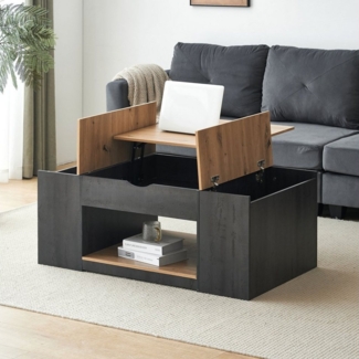 BlingBin Couchtisch Wohnzimmertisch (1-St, mit Liftfunktion, Stauraum unter der Tischplatte), Hubauszugstischplatte, 3 versteckte Fächer, ein offener Stauraum