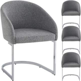Merax Freischwinger(4 st), 4er-set Esszimmerstuhl, Ergonomischer Stuhl, Eisenbeinstuhl Silber, Grau
