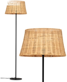 hofstein Stehlampe Stehlampe aus Metall/Korbgeflecht in Schwarz/Naturfarben, ohne Leuchtmittel, Schirm (45 cm) u. Fußschalter, 154,5 cm, 1x E27, ohne Leuchtmittel