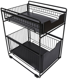JEOBEST Küchenregal Schubladenregal mit 2 Körben Waschbecken Regal Unterschrank Organizer, Küchenregal zum Rausziehen, Gewürzregal