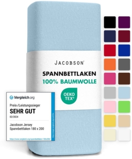 Jacobson Spannbettlaken aus 100% Baumwolle, Jersey Bettlaken 160 g/m², Spannbetttuch mit Gummizug, OEKO-TEX®, pflegeleicht, viele Farben