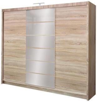 Beautysofa Kleiderschrank Modern Kleiderschrank mit Schubladen MALIBU Garderobenschrank mit LED Beleuchtung