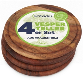 Gravidus Schneidebrett Vesperteller aus Akazienholz – stilvoll & funktional, Akazie, (4-St)