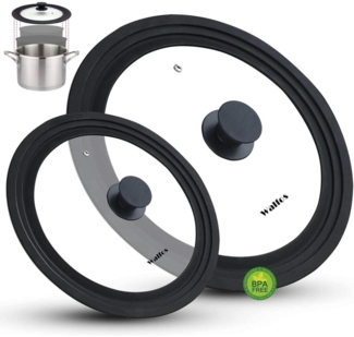 Universaldeckel Ø 28 26 24 20 18 16 Glasdeckel Töpfe Pfannen Silikonrand