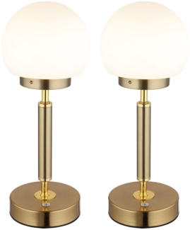 2x LED Tischleuchte messing, Touchdimmer, Akku, H 28,5 cm