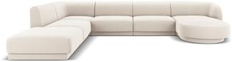 Micadoni 'Miley' 6-Sitzer-Sofa, Panorama-Ecke, links, Beinfarbe Black Plastic, Helles Beige, Samt