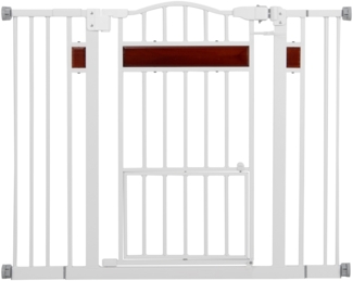 Hunde Türschutzgitter Türgitter ohne Bohren Schutzgitter mit Kleiner Tür Hundegitter Weiß