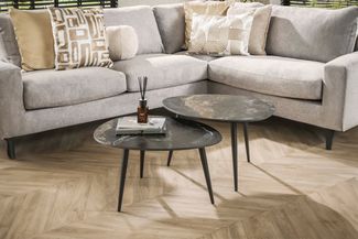 KAWOLA Couchtisch PONTE Set 2-tlg. Keramik schwarz oval 40 x 58 x 70 cm