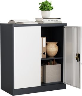 VCM Büroschrank Malivo 921309 Anthrazit / Weiß H. 90 x B. 80 x T. 40 cm