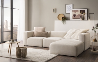 DOMO. collection Ecksofa 800013, Couch in L-Form, rechteckig mit gepolsterte Rückenlehne, Modul-Element, Sofa, Polsterecke, Eckcouch, Polsterganitur 301 x 193 x 69 (BxTxH), natur