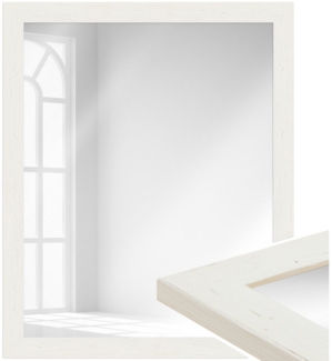 WANDStyle Wandspiegel H750, Weiß, aus Massivholz im Landhausstil