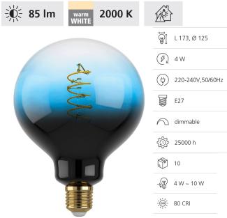 Eglo 12555 LED FILAMENT Leuchtmittel E27 GRADIENT L:17. 3cm Ø:12. 5cm dimmbar 2000K