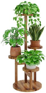 Bamworld Blumenständer platzsparender Pflanzenregal für Wohnzimmer & Garten, Blumentreppe (1 St), Holzblumenständer 4-stöckig, 43x82 cm