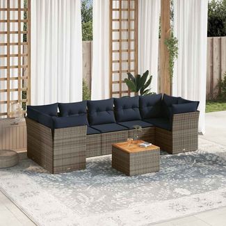 vidaXL 8-tlg. Garten-Sofagarnitur mit Kissen Grau Poly Rattan 3255844