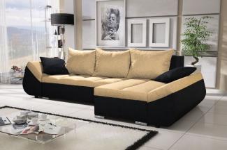 Ecksofa Sofa KLEO mit Schlaffunktion Schwarz-Gelb Ottomane Rechts