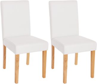 2er-Set Esszimmerstuhl Stuhl Küchenstuhl Littau ~ Kunstleder, weiß matt, helle Beine