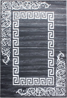 Teppium Teppich Mäander-Design, Rechteckig, Höhe: 12 mm, Modern Kurzflor Teppich Wohnzimmer Mäander-Design Grau Pflegeleicht