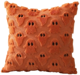 CLTYQ Kissenbezug Halloween Kissenbezug 45x45 cm – Geister Design, Schwarz, (1 Stück), aus weichem Plüsch-Kunstfell - Für herbstliche Heimdekoration