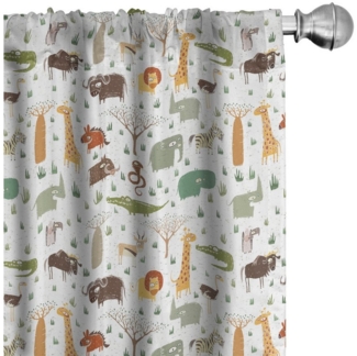 Abakuhaus Gardine Vorhang für Wohnzimmer Schlafzimmer Dekor, Microfaser, Cartoon-Tier Grunge afrikanische