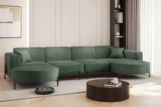 Wohnlandschaft U-Form Sofa VALENCIA XL in Stoff Scala Forest
