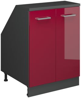 Dachschrägenschrank Rion Rot Hochglanz 60x81.6 cm mit 2 Türen, Schrankkorpus 60 cm Tiefe Vicco