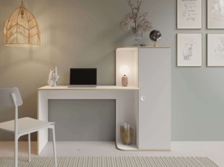 Home affaire Schreibtisch ELLETE Computertisch mit viel Stauraum, Maße B/T/H: 160/53,3/128,7 cm, Bürotisch mit 1 Tür und mehreren Regalfächern