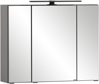 Spiegelschrank 80 cm mit LED-Aufbauleuchte in dunkelgrau MARLING-03, B/H/T ca. 80/64/20 cm