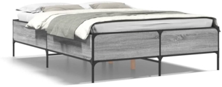 vidaXL Bettgestell Grau Sonoma 150x200 cm Holzwerkstoff und Metall 3279795
